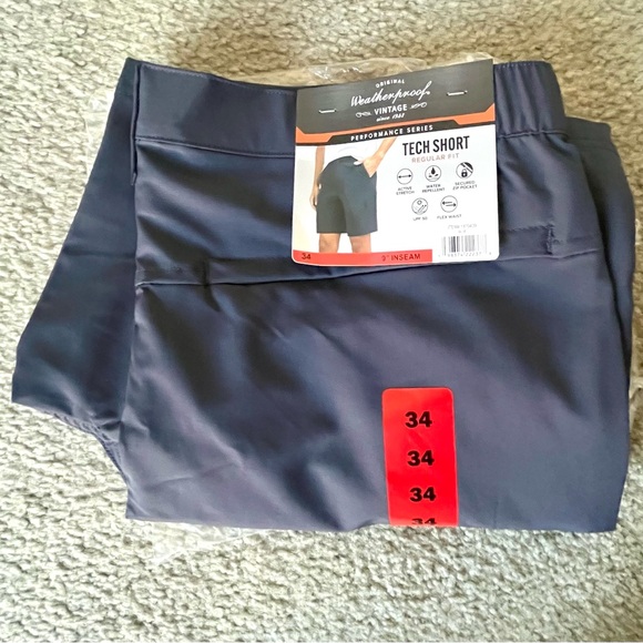 Weatherproof Vintage Men’s Tech Shorts 2 Pack Blue & Tan Bundle Size 34 BNWT - Picture 8 of 11